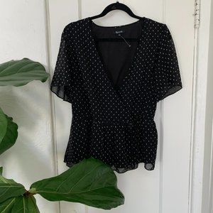 SOLD Flutter-Sleeve Peplum Top in Clipdot